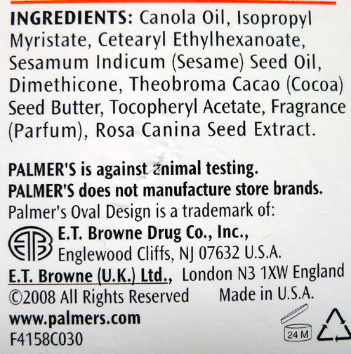 Palmer Cocoa Butter Formula Skin Therapy Oil Ingredients