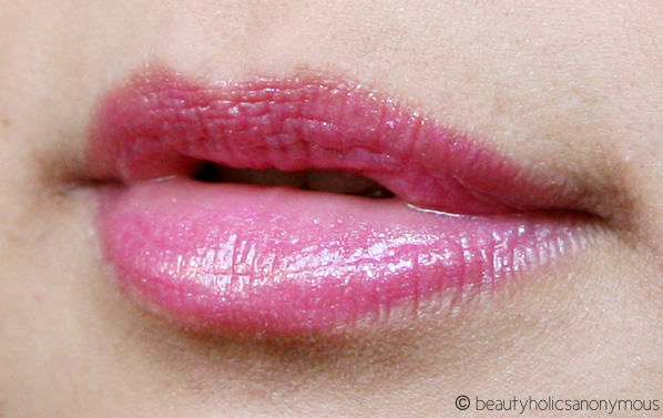 Revlon ColorBurst Lipgloss in Hot Pink On Lips