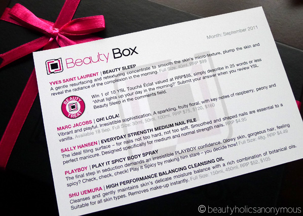 Beauty Box - Description Card