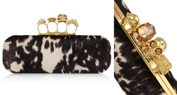 Alexander McQueen Knuckle Leopard-print Calf Hair Clutch