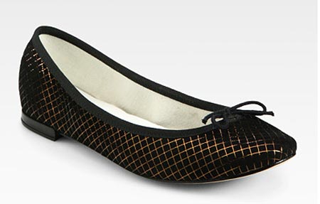 Repetto Suede Fishnet Ballet Flats