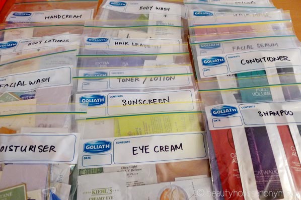 Organising Sample Sachets