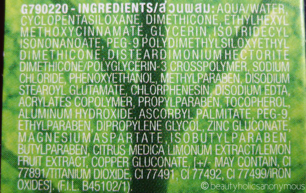 Garnier Light BB Instant Fairness BB Moisturizer Ingredients