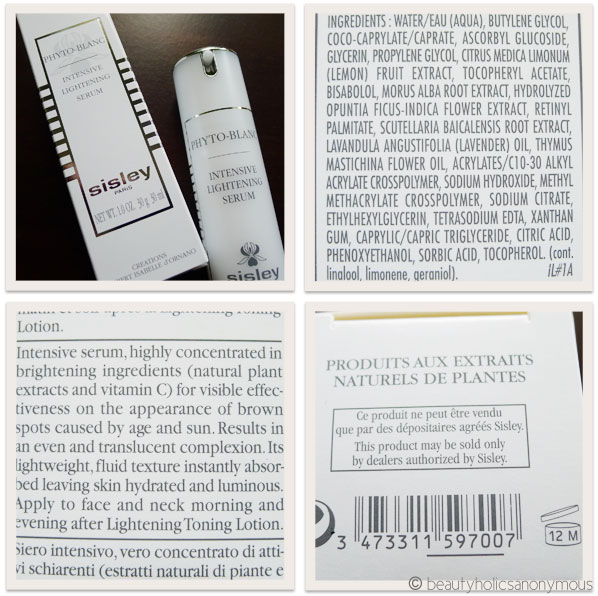 Sisley Phyto-Blanc Intensive Lightening Serum Description and Ingredients