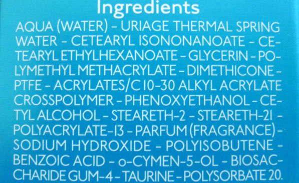 Uriage AquaPrécis Moisturising Refreshing Cream Gel Ingredients