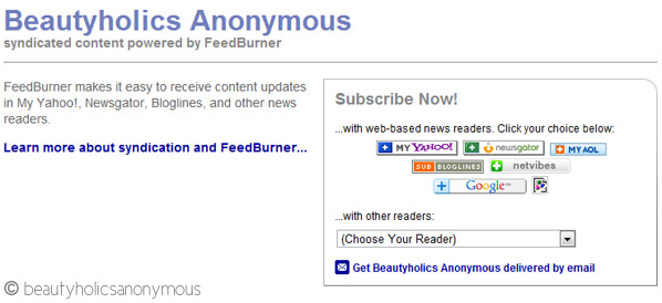 Beautyholics Anonymous on Feedburner