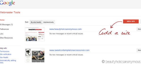 Google Webmaster Tools - Add A Site