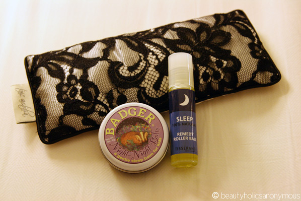 Eye Mask, Badger Night Night Balm and Tisserand Sleep Remedy Roller Ball