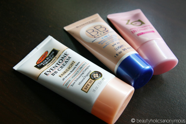 Palmer's Eventone BB Cream, Rimmel London BB Cream and ZA Total Hydration BB Cream UV