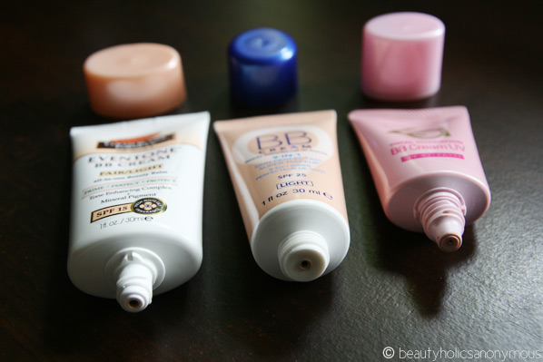 Palmer's Eventone BB Cream, Rimmel London BB Cream and ZA Total Hydration BB Cream UV