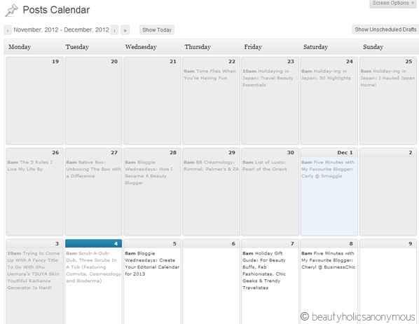 Wordpress Plugin: Editorial Calendar