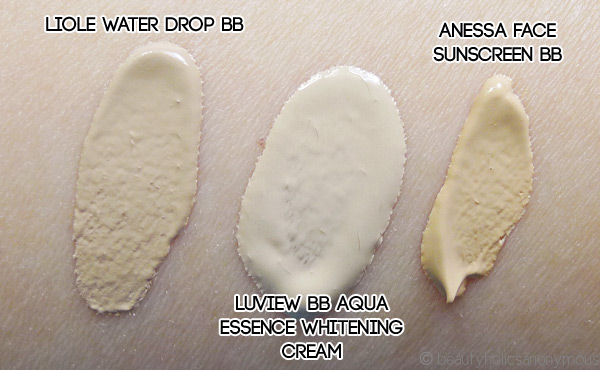 BB Creamology: Anessa, LuView and Liole Swatches
