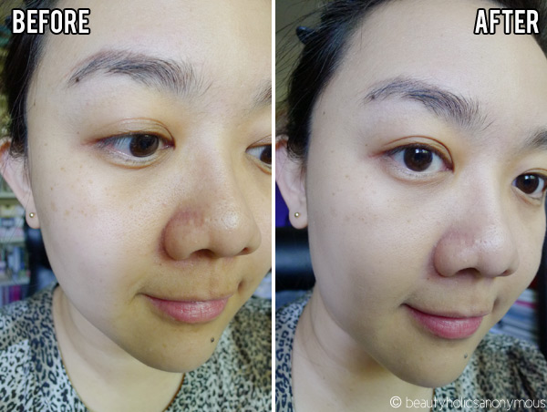 ck One Color 3-in-1 Face Makeup with SPF 8 Sunscreen Before and After