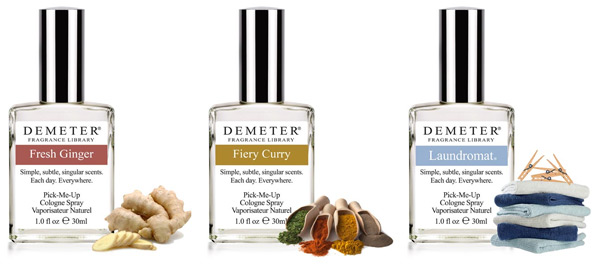 Demeter Fragrance in Fresh Ginger, Fiery Curry and Laundromat