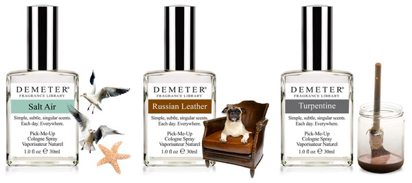 Demeter Fragrances in Salt Air, Russian Leather, Turpentine