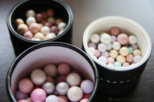 Comparison of Guerlain's Meteorites Perles du Paradis, Perles Teint Rose and Perles du Dragon