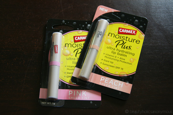 Carmex Moisture Plus Lip Balms in Pink and Peach Sheer Tints