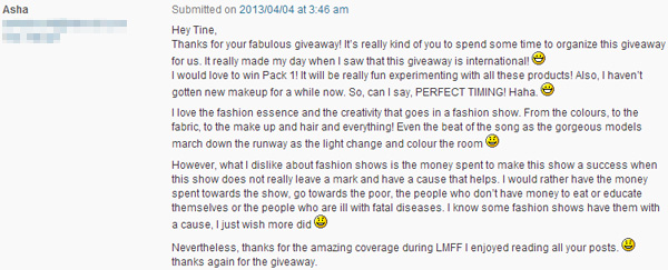 LMFF International Giveaway Prize Pack 1 Winner