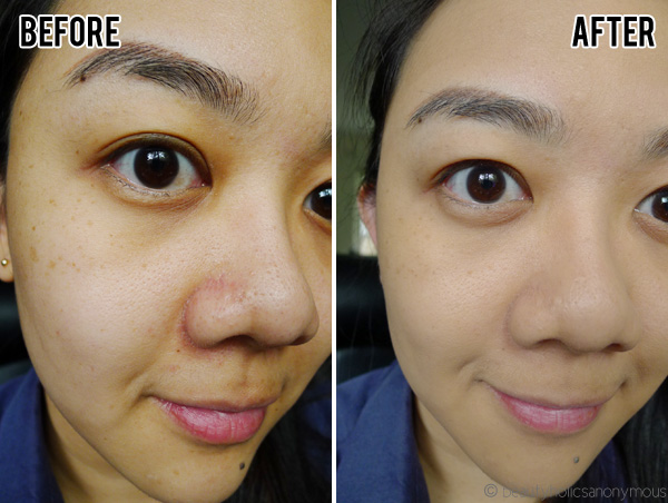 L'Oreal Nude Magique Anti-Redness CC Cream Before and After