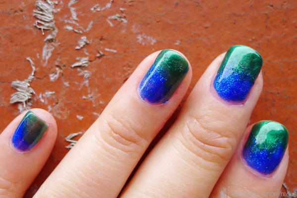 Nail-spiration: Blue-Green Dichroic Glass with Sinful Colors