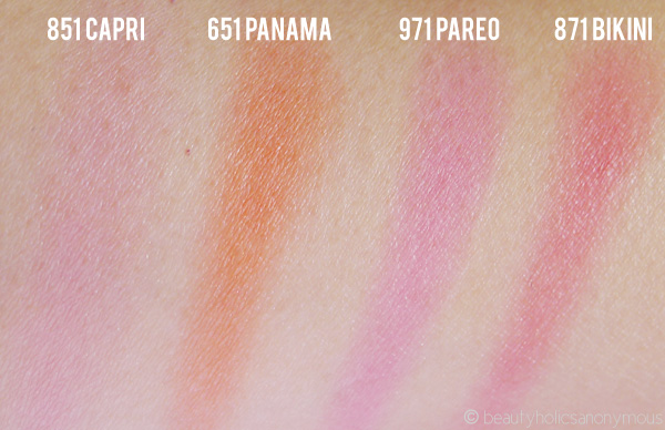 Dior's Summer 2013 Mix and Match Blushes - Capri, Panama, Pareo, Bikini Swatches