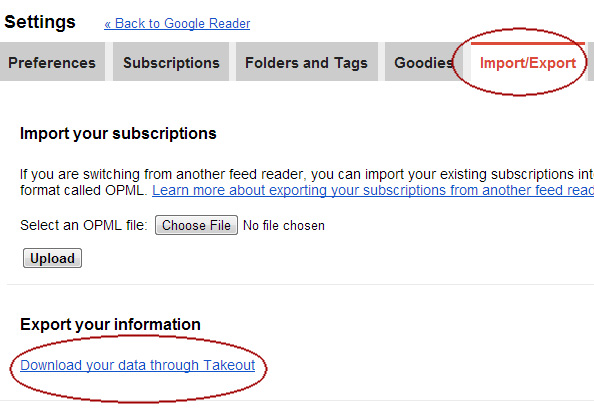 Exporting Google Reader Subscriptions