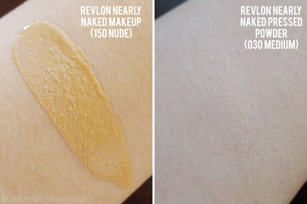 Revlon Nearly Naked Foundation and Pressed Powder Swatches