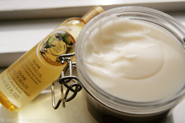 The Body Shop Olive Beautifying Oil and Spa Wisdom Africa Ximenia and Salt Scrub