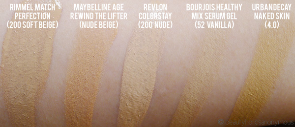 Maybelline Instant Age Rewind The Lifter Foundation Swatch Comparison