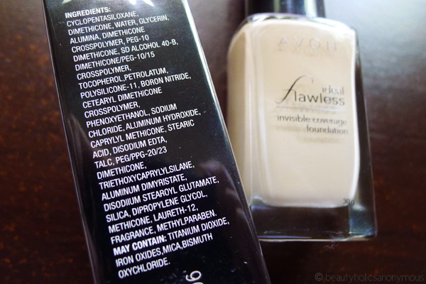 AVON Ideal Flawless Invisible Coverage Foundation Ingredients