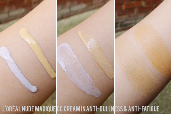L'Oreal Nude Magique CC Creams in Anti-Dullness and Anti-Fatigue Swatches