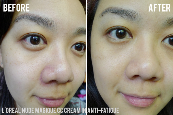 L'Oreal Nude Magique CC Creams in Anti-Fatigue Before and After