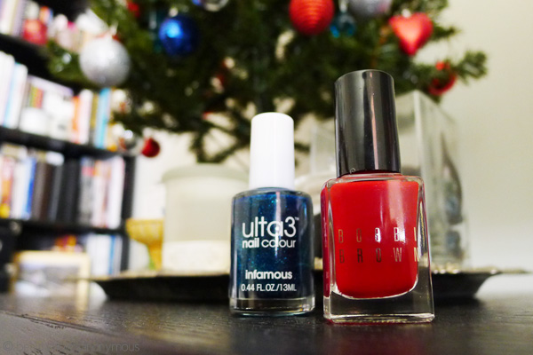 Bobbi Brown Nail Polish in Siren Red and Ulta3 Nail Polish in Infamous