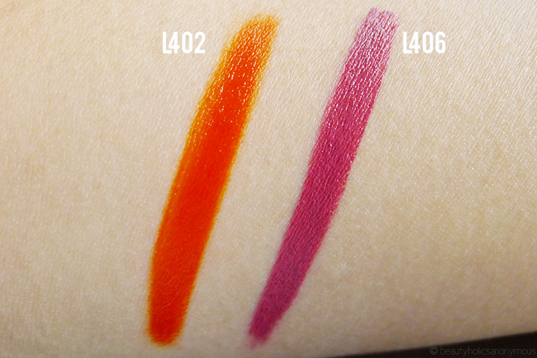 Ellis Faas Hot Lips Swatches in L402 and L406