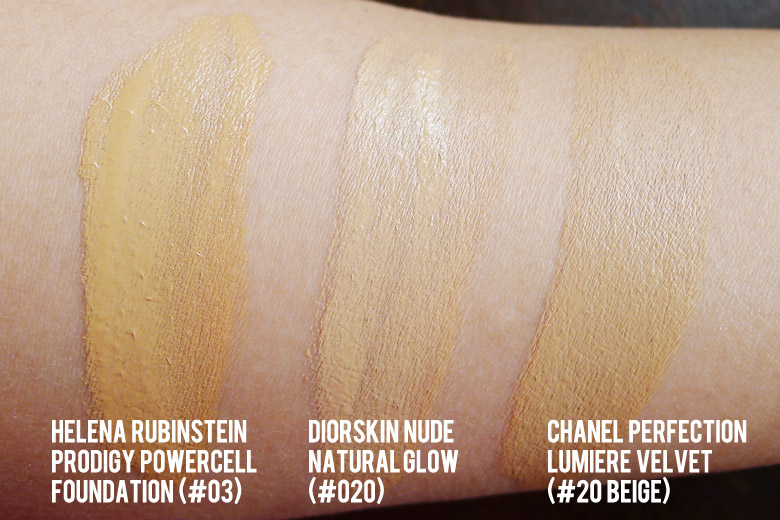 Helena Rubinstein Prodigy Powercell Foundation Swatch Comparison