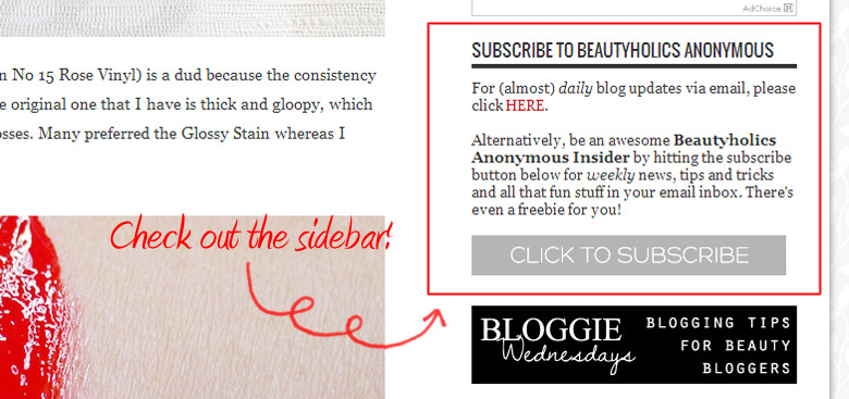 Newsletter Subscription Box on Sidebar