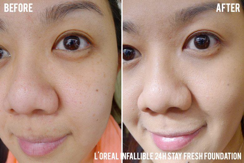 L'Oreal Paris Infallible 24H Stay Fresh Foundation and Powder Foundation Before and After