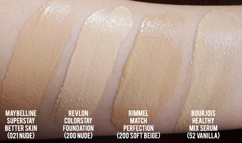 Maybelline's SuperStay Better Skin Flawless Finish Foundation Swatch Comparison