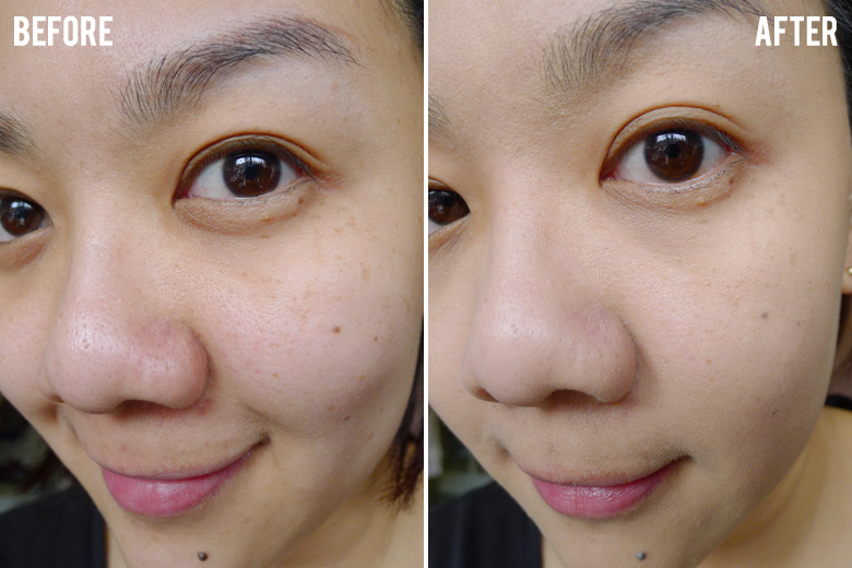 Bare Minerals BareSkin Pure Brightening Serum Foundation Before and After