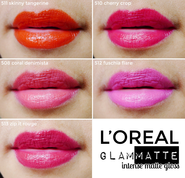 L'Oreal Glam Matte Intense Matte Gloss Swatches