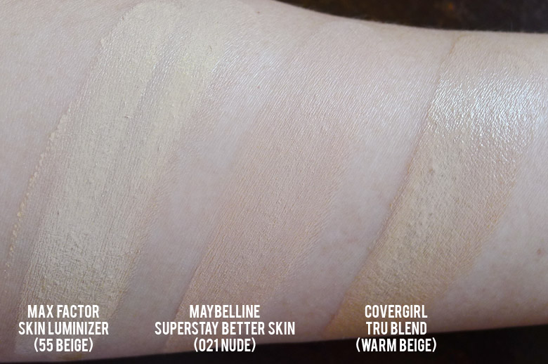 Max Factor Skin Luminizer Foundation Swatch Comparison