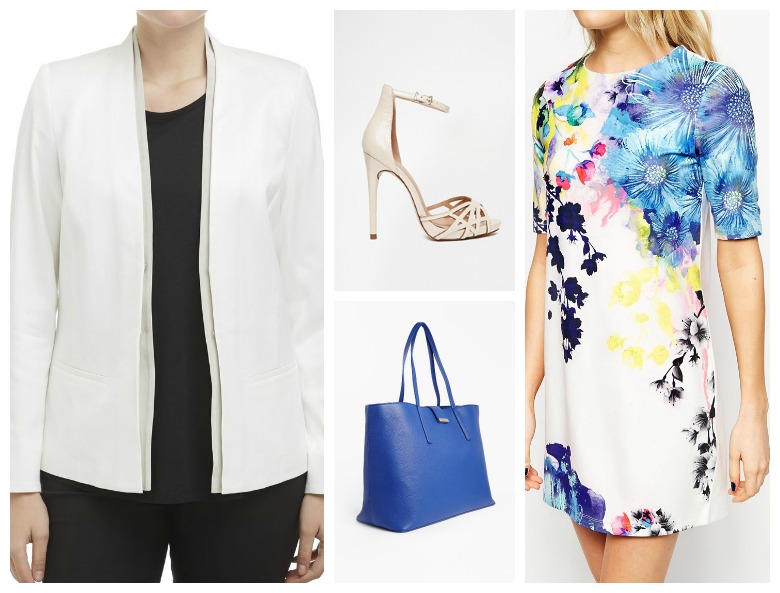 Styling the white blazer: white jacket with dress