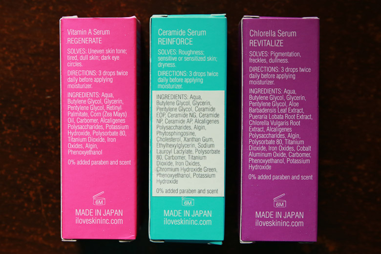 Skin Inc Vitamin A, Ceramide and Chlorella Serum Ingredients