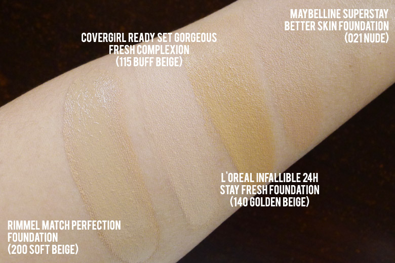  Covergirl Ready Set Gorgeous Foundation Swatch Comparison