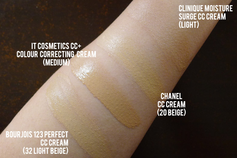 IT Cosmetics CC+ Colour Correcting Full Coverage Cream Swatches