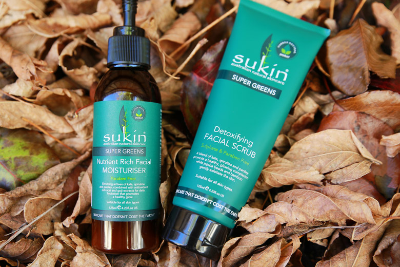 Sukin Super Greens Nutrient Rich Facial Moisturiser and Detoxifying Facial Scrub