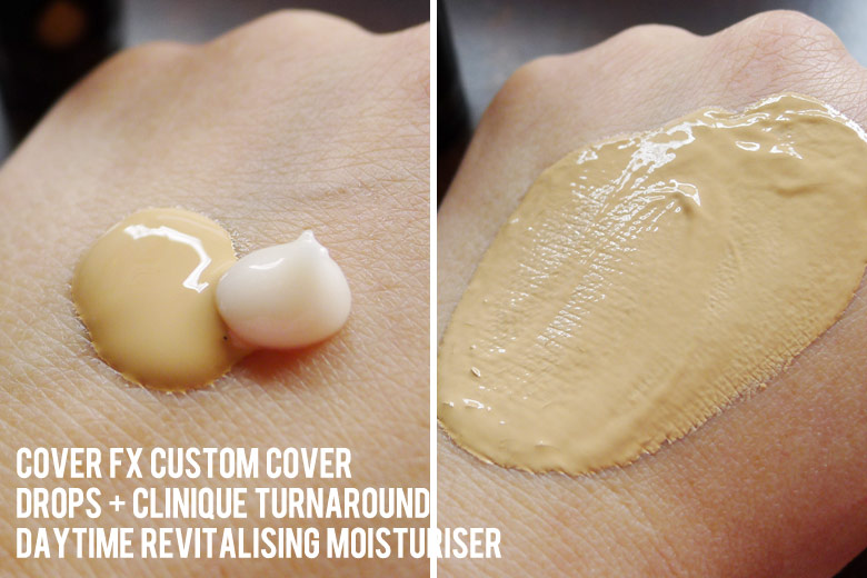 Cover FX Custom Cover Drops in G30 Mixed With Clinique Turnaround Daytime Revitalising Moisturiser | Beautyholics Anonymous