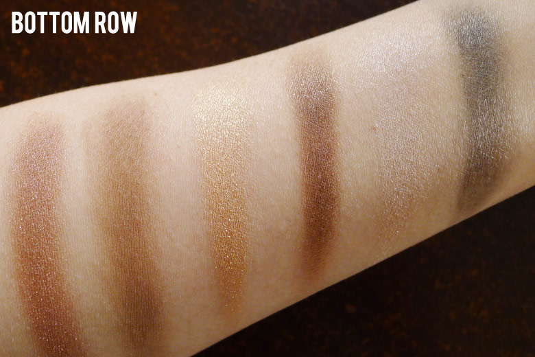 Maybelline The Nudes Eyeshadow Palette Bottom Row Swatches