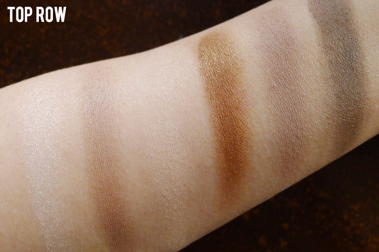 Maybelline The Nudes Eyeshadow Palette Top Row Swatches