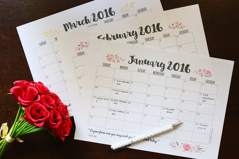 Free Download Weekly and Monthly Planner Printables 2016